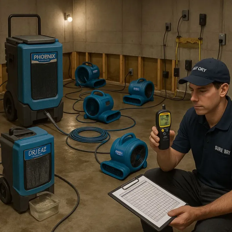 Structural Drying and Dehumidification process in Ogunquit, ME